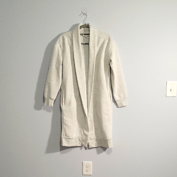 Olive + Oak Open Front Lounge Duster Fleece Jacket Small Heather Gray NWOT - Picture 1 of 7